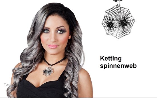 Ketting Spinnenweb met 2 spinnen - Halloween spin Creepy thema feest festival griezel horror feest