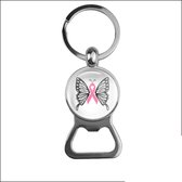 Bieropener Glas - Vlinder Pink Ribbon