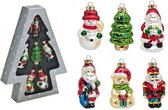 Set van 6 stuks kersthangers figuurtjes 8 cm - Kerstboomversiering - Kerst ornamenten
