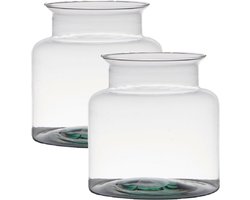 2x stuks transparante home-basics vaas/vazen van glas 19 x 19 cm - Bloemen/takken/boeketten vaas voor binnen gebruik