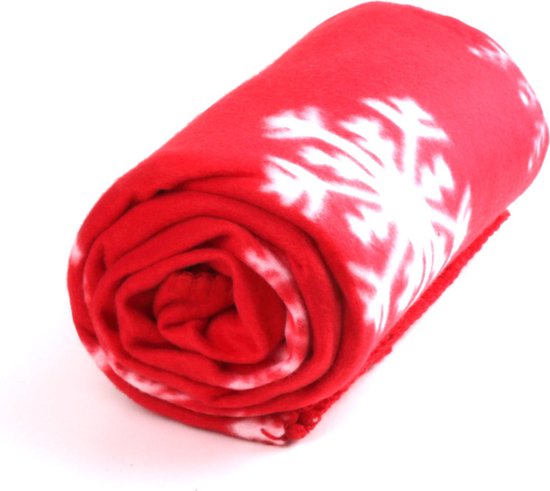 8x stuks fleece deken/plaid rode sneeuwvlokken print 120 x 150 cm -... |  bol.com