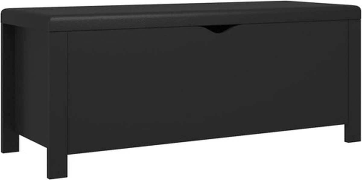 vidaXL - Opbergbox - met - kussen - 105x40x45 - cm - bewerkt - hout - zwart