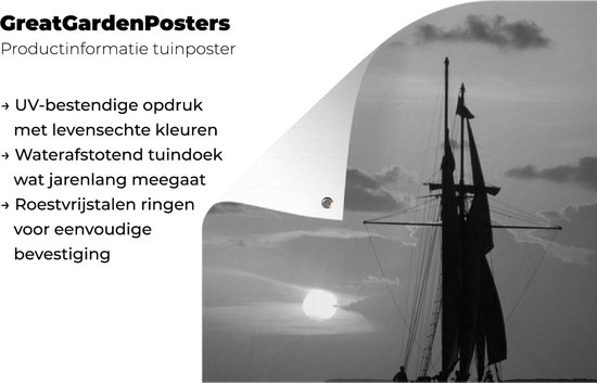 Décoration de jardin Bateau sur l'eau au coucher du soleil à Key West - noir et blanc - 40x60 cm - Poster jardin - Toile jardin - Poster extérieur