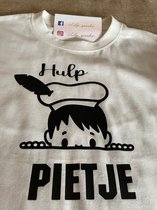 Hulp piet t-shirt- Hulppiet - Sint en piet- Shirt Wit, opdruk Zwart - Maat 8 yr