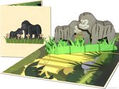 Popcards popupkaarten – Dierenkaart Gorilla met kind Aap Mensenaap Oerwoud Afrika Dierentuin Geboortekaart Verjaardag Felicitatie pop-up kaart 3D wenskaart