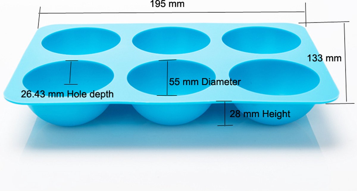 Silicone 6 Grote Halve Bollen Mal (13.3cm x 19.5cm) - Bakvorm & Dessertmal - Hittebestendig tot 230°C - Flexibel & Anti Aanbak - Ideaal voor Chocolade, Mousse & Sferische Creaties - Moderne Gastronomie - Moleculair Koken