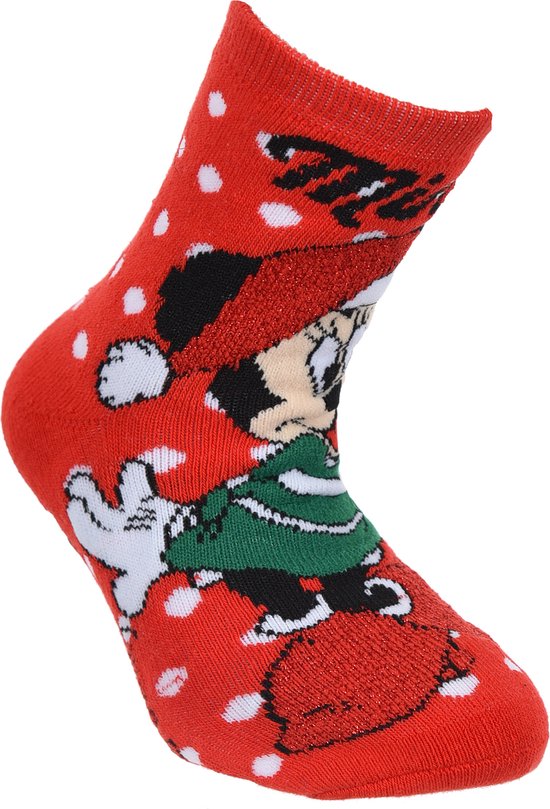 Minnie Mouse - antislipsokken minnie mouse - kerst - rood - maat 23/26