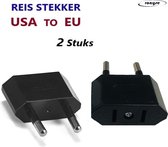 Reisstekker van VS/USA naar EU reisstekker - 2 Stuks - Reis Adapter - Wereldstekker - Zwart -Travel Adapter - America Stekker - Verloop adapter - Wereld Adapter