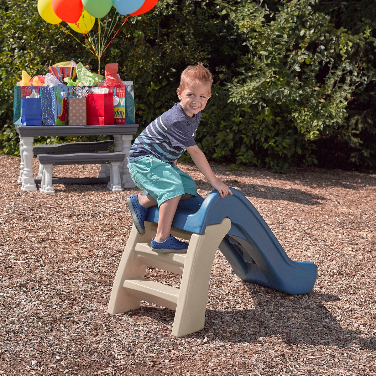 Step2 Play & Fold Jr. Glijbaan in blauw - Opvouwbare glijbaan voor peuter / kind van 1,5 tot 4 jaar - Plastic kinderglijbaan voor de tuin / buiten — afbeelding 16
