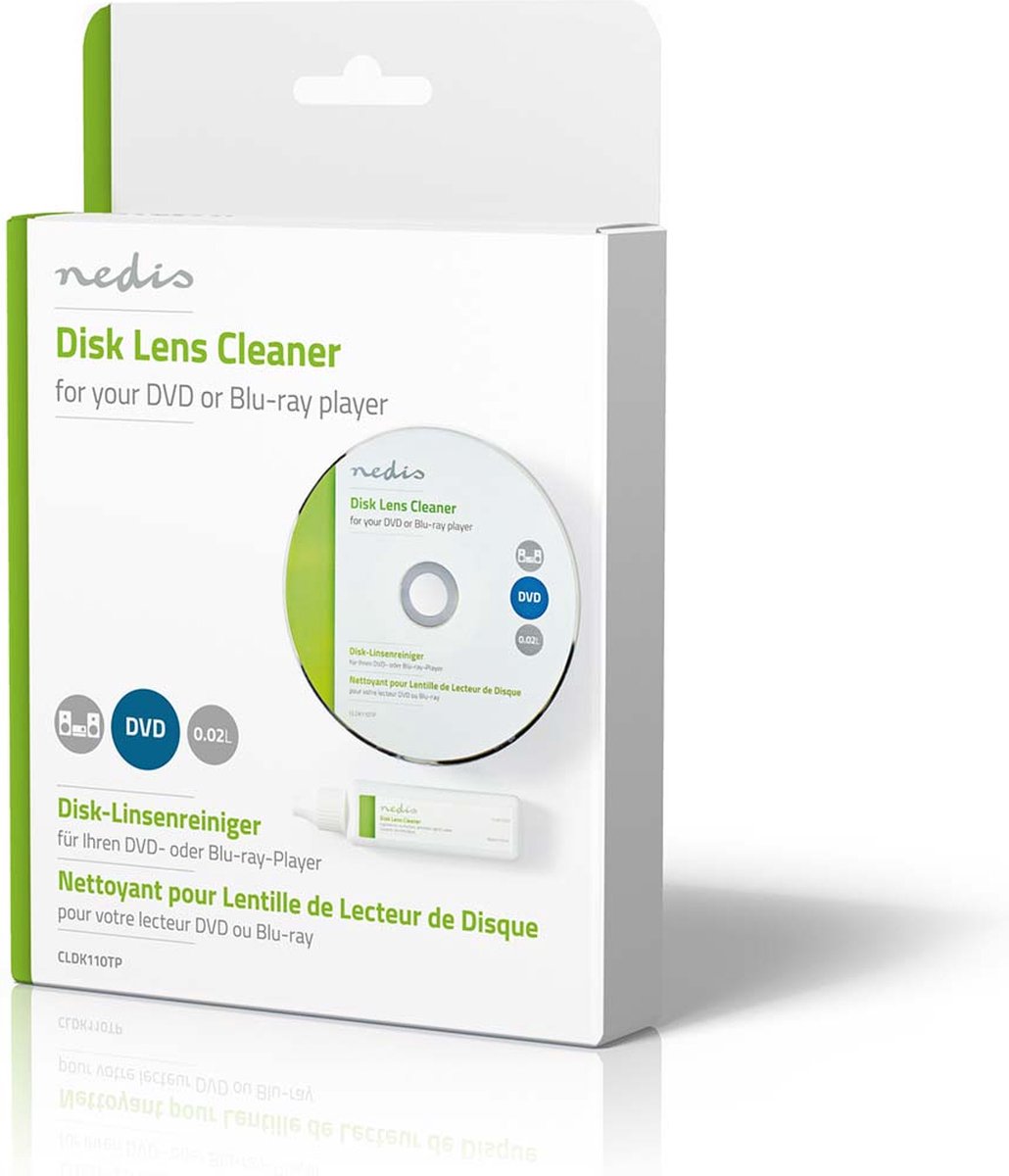 Nedis Disc Lensreiniger - Reinigingsschijf - 20 ml - Blu-ray-Speler / CD- Speler /... | bol.com