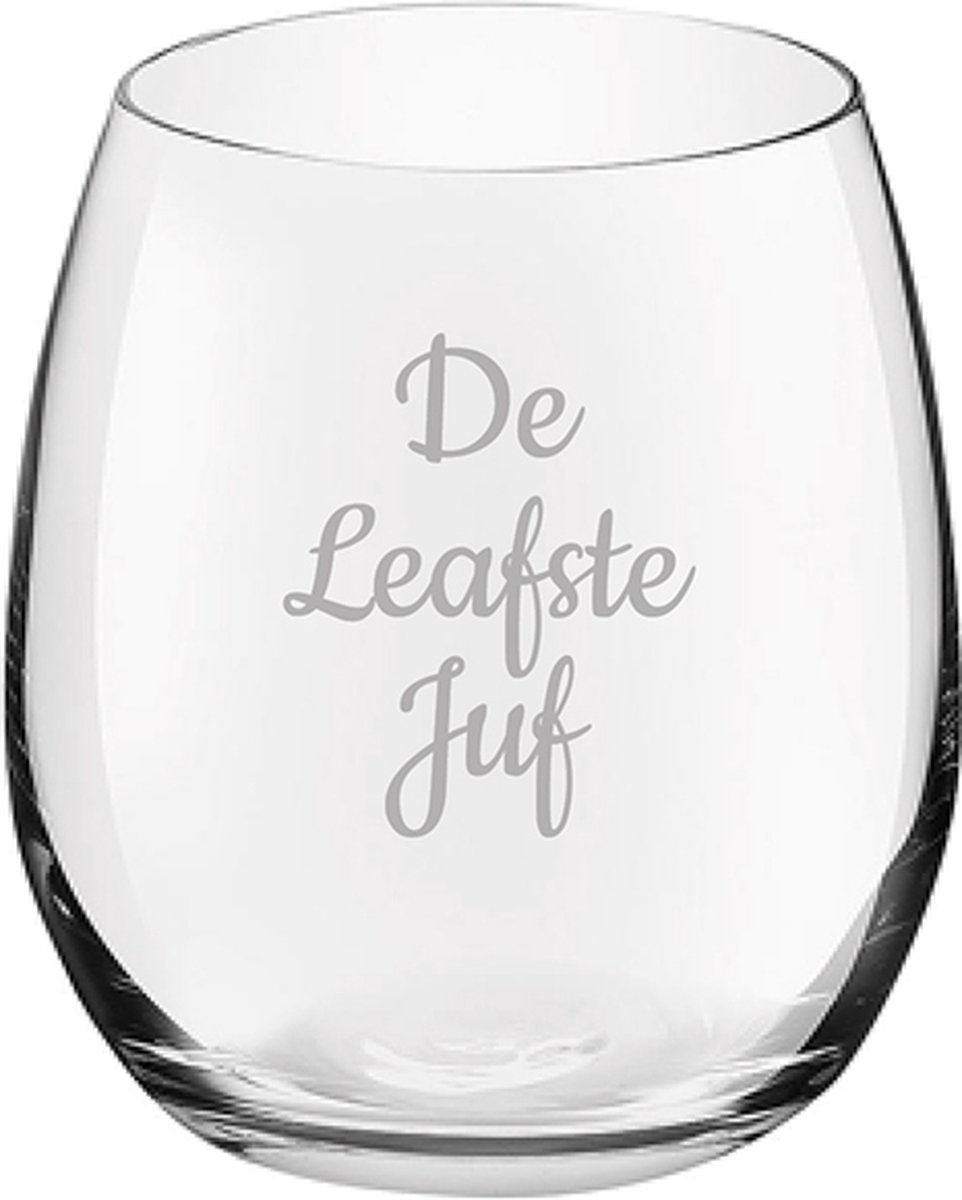 Gegraveerde Drinkglas 39cl De Leafste Juf