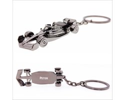 F1 Auto Sleutelhanger - Met Naam - Peter - Model 2024 - Gunmetal Black