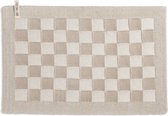 Knit Factory Gebreide Placemat - Onderlegger Block - Eetmat - Ecru/Linnen - 50x30 cm