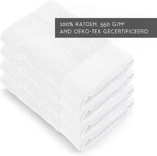 Walra handdoeken 70x140 Soft Cotton - 4-delig - Badlaken 550 g/m² - 100% Katoen - Handdoekenset Wit