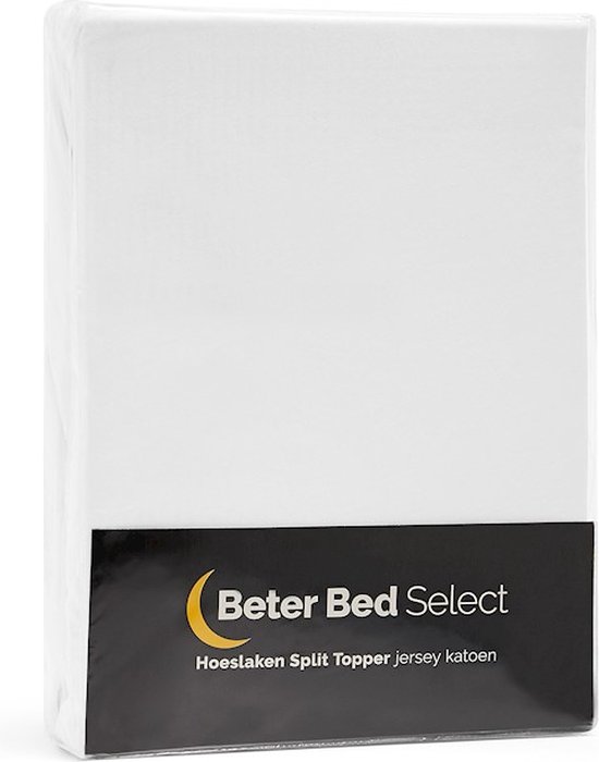 BeterBed Select Jersey Hoeslaken Splittopper - 180 x 200/210/220 cm - 100% Katoen - Matrasbeschermer - Matrashoes - Wit