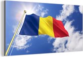 Wanddecoratie Metaal - Aluminium Schilderij Industrieel - De vlag van Roemenië wappert in de lucht - 40x20 cm - Dibond - Foto op aluminium - Industriële muurdecoratie - Voor de woonkamer/slaapkamer