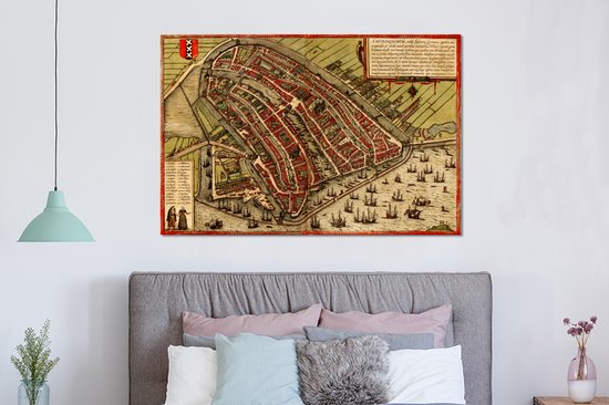 Décoration murale Métal - Peinture Aluminium Industrielle - Carte - Amsterdam - Vintage - 150x100 cm - Dibond - Photo sur aluminium - Décoration murale industrielle - Pour le salon / chambre