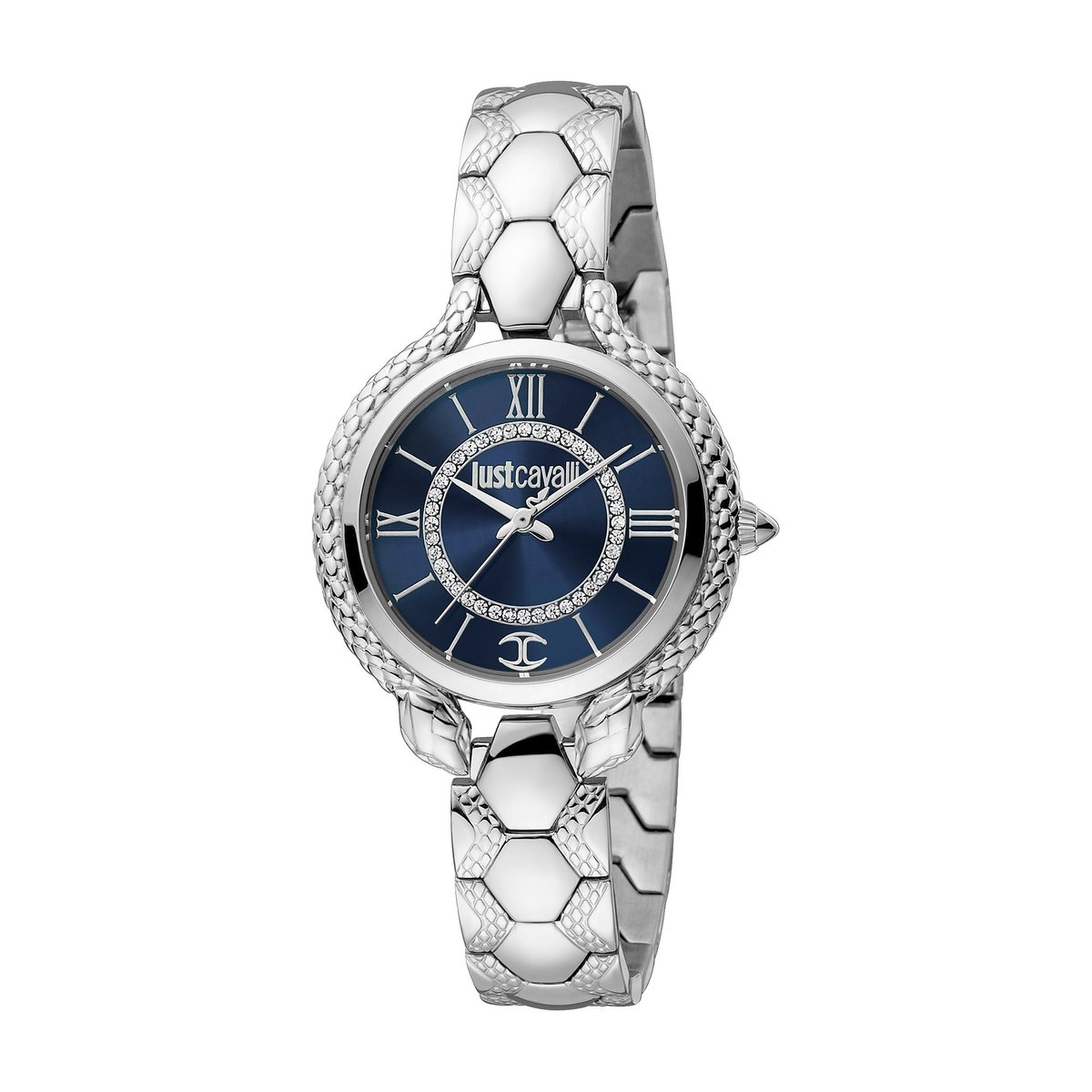 Just Cavalli Damen-Uhren Analog Quarz One Size Silber, Blau 32019806