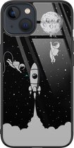 Leuke Telefoonhoesjes - Hoesje geschikt voor iPhone 13 - Backcover zwart - Sterren - Grijs