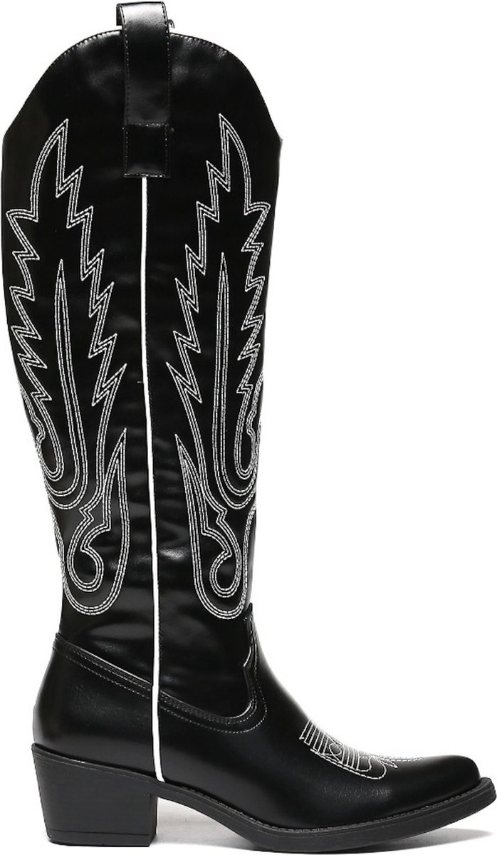 Smile Favorites® Dames Cowboylaarzen - Zwart - Imitatieleer - Maat 39
