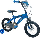 Vélo garçon Huffy Moto X - 4-6 Ans - Stabilisateurs inclus - Style BMX - Bleu et Noir - Roues de 35 cm - Rapide et Facile à Assembler