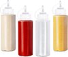 4 Stuks Knijpflessen met Dop (500ml) - Sausdispenser voor Ketchup, Sauzen, Olie, Dressings - Geen Lekkage, BPA-vrij
