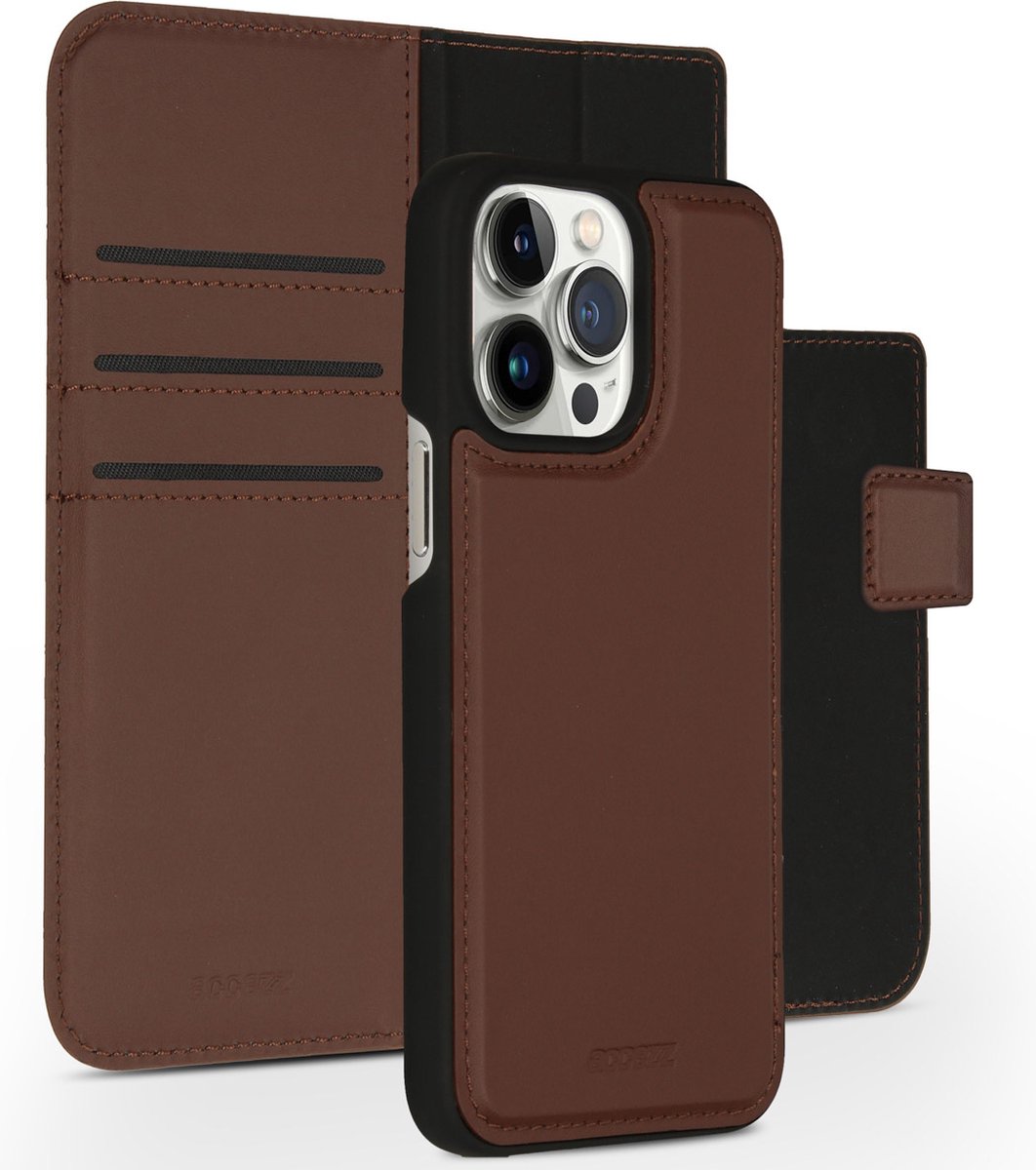 iPhone 14 Pro Max Hoesje Met Pasjeshouder - Accezz Premium Leather 2 in 1 Wallet Bookcase - Bruin