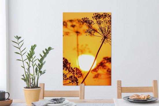 OneMillionCanvasses - Toile - Peinture - Soleil - Plantes - Oranje - Horizon - Photo sur toile - Toile - 40x60 cm - Décoration murale