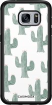 Casimoda® hoesje - Geschikt voor Samsung Galaxy S7 - Cactus Print - Zwart TPU Backcover - Planten - Groen