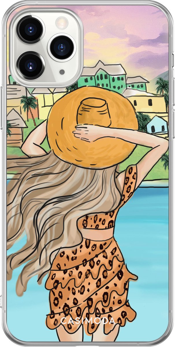 Casimoda® hoesje - Geschikt voor iPhone 11 Pro - Sunset Girl - Siliconen/TPU telefoonhoesje - Backcover - Geen opdruk - Multi