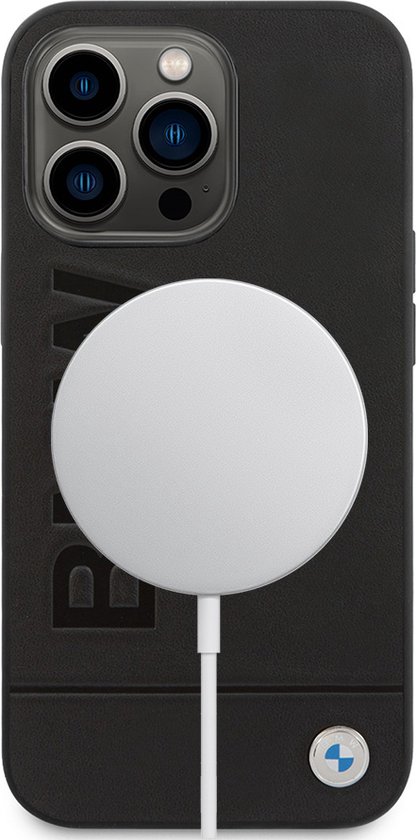 Coque arrière pour iPhone 14 Pro Max - BMW - Zwart uni - Cuir