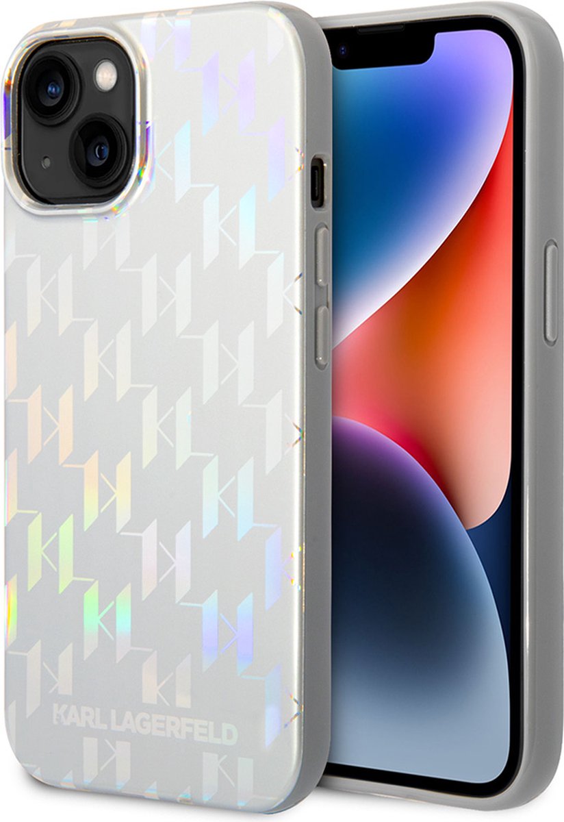 iPhone 14 Plus Backcase hoesje - Karl Lagerfeld - Effen Zilver - TPU (Zacht)