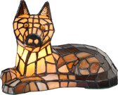 LumiLamp Tiffany Tafellamp Hond 25x13x17 cm Bruin Glas Tiffany Bureaulamp