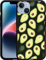 Geschikt voor Apple iPhone 14 Hoesje Zwart Avocado's - Designed by Cazy