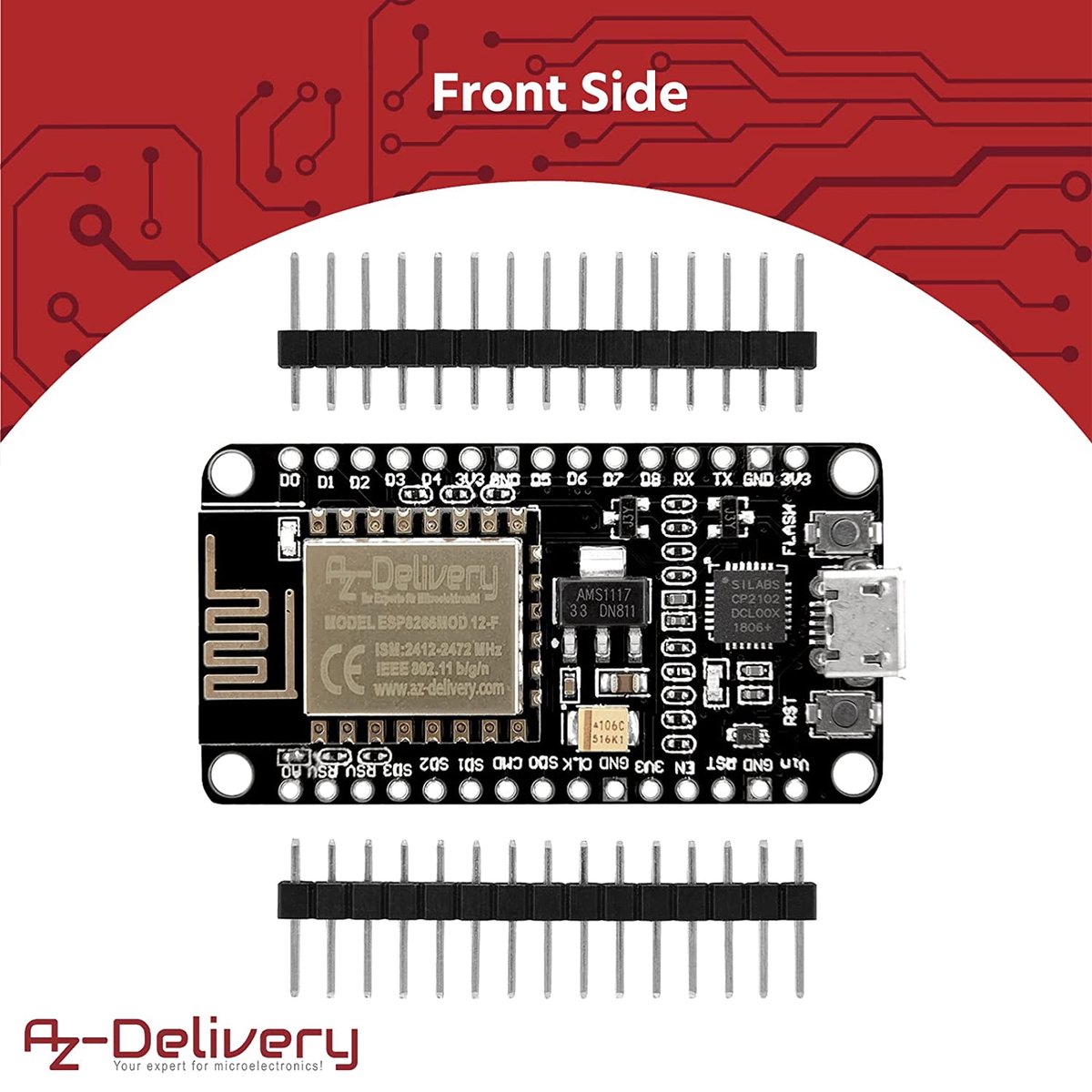 AZDelivery 3 x NodeMCU V2 WiFi Amica ESP8266 ESP-12E Development Board ...