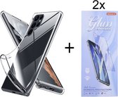 Soft Back Cover Hoesje Geschikt voor: Samsung Galaxy S22 Ultra Silicone Transparant + 2X Tempered Glass Screenprotector - ZT Accessoires