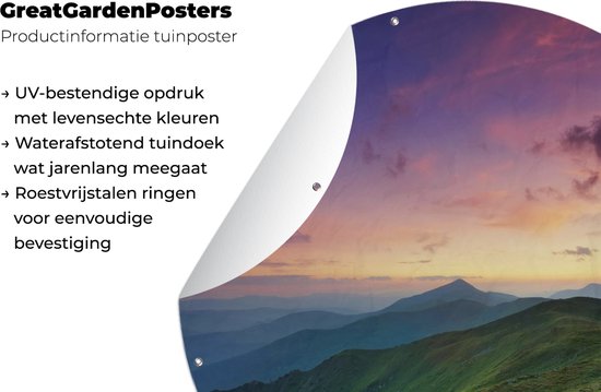 Garden Circle Berg - Herbe - Paysage - Soir - 120x120 - Affiche de Jardin Ronde - Extérieur