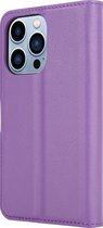 ShieldCase geschikt voor Apple iPhone 14 Pro wallet case - paars - Bookcase hoesje portemonnee - Walletcase flipcase shockproof hoesje pasjeshouder