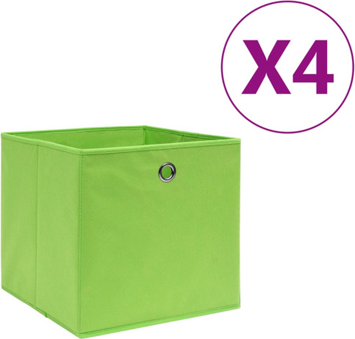vidaXL - Opbergboxen - 4 - st - 28x28x28 - cm - nonwoven - stof - groen