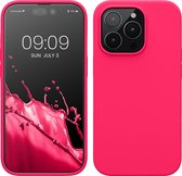 kwmobile phone case pour Apple iPhone 14 Pro - Coque avec revêtement en silicone - Coque pour smartphone en rose fluo