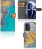 Flip Case OnePlus Nord 2T Hoesje Marble Blue Gold