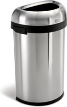 Simplehuman Vuilbak Bullet Open Half Rond - RVS - 80 l - Zilver