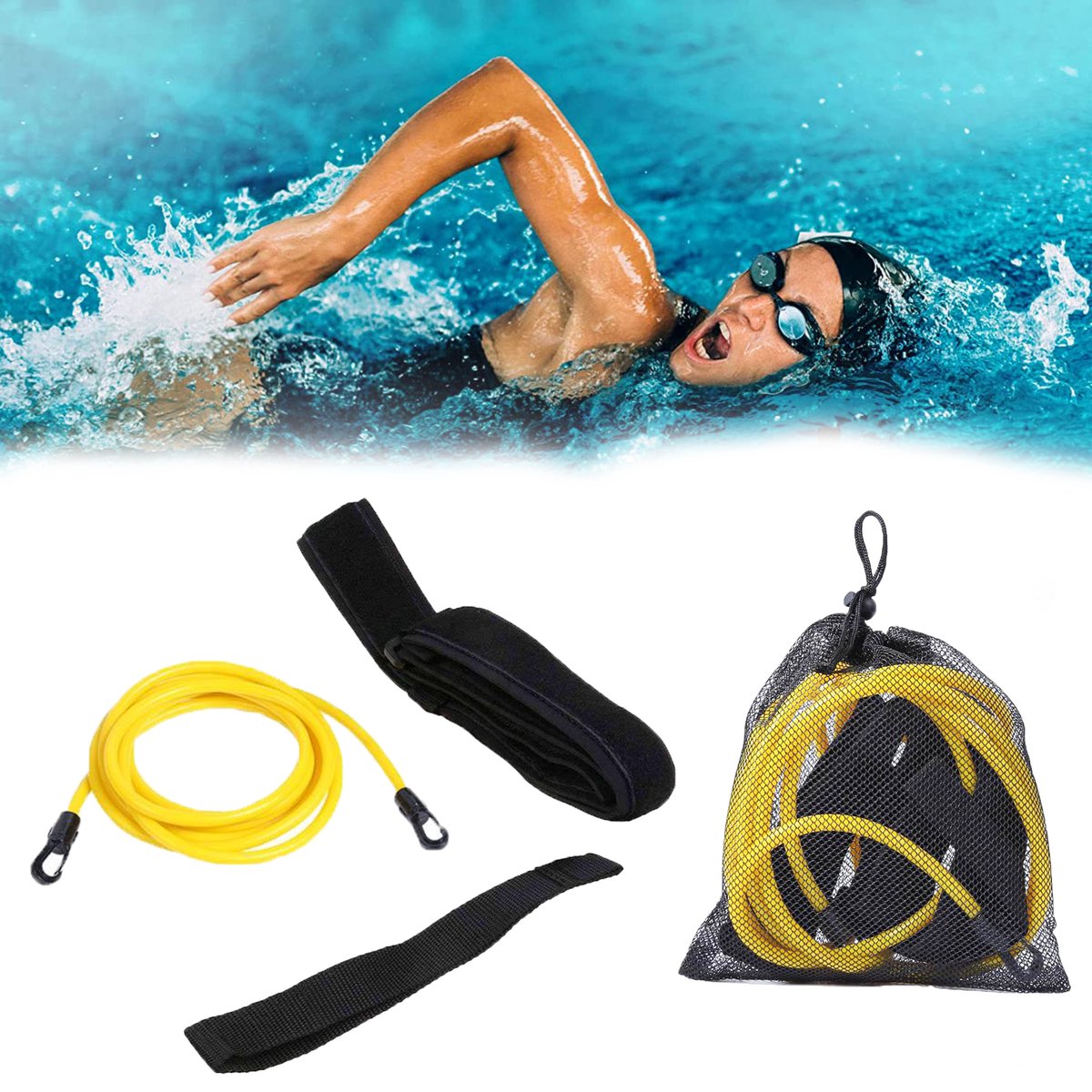 dichtbij Messing schors JOLTIA - Zwemelastiek 500 - Zwemtraining - Zwem elastiek met weerstand -  Resistance... | bol.com