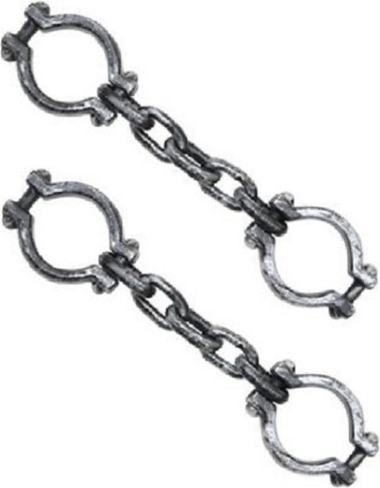 Handboeien gevangene/boef ketting - 2x stuks - plastic - 45 cm - Carnaval Halloween verkleed boeien