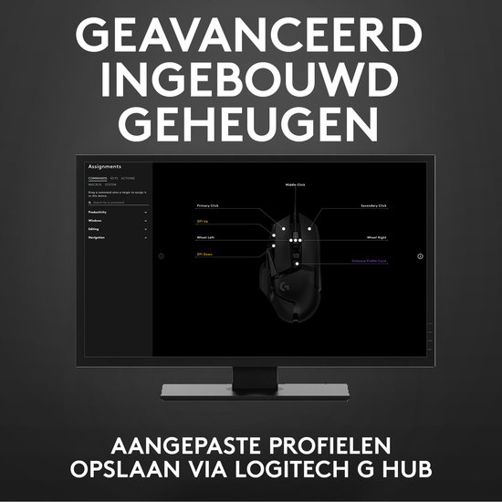 Logitech G502 HERO - Bedrade Gaming Muis - 25.600 DPI - Rechtshandig - Zwart