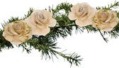 Kerstversiering bloemen/rozen - 9 cm - goud - 4x stuks