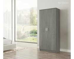 Interiax Opbergkast 'Amelie' 2 deuren en 4 legplanken Grijze eik (180x80x40cm)