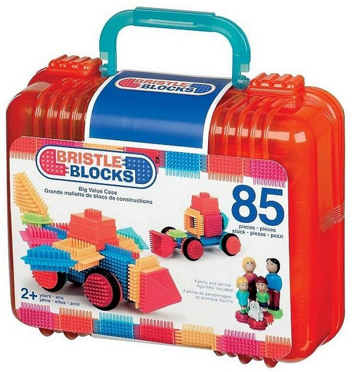 Bristle Blocks Koffer met Familie Figuren en Huisdier met 85 Stuks