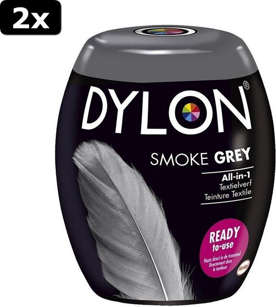 2x Dylon Machinewas Textielverf Smoke Grey 350 gr