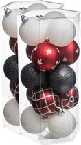 30 x Boules de Noël mix blanc/rouge/vert brillant/mat/paillettes plastique diamètre 5 cm - Décoration sapin de Noël